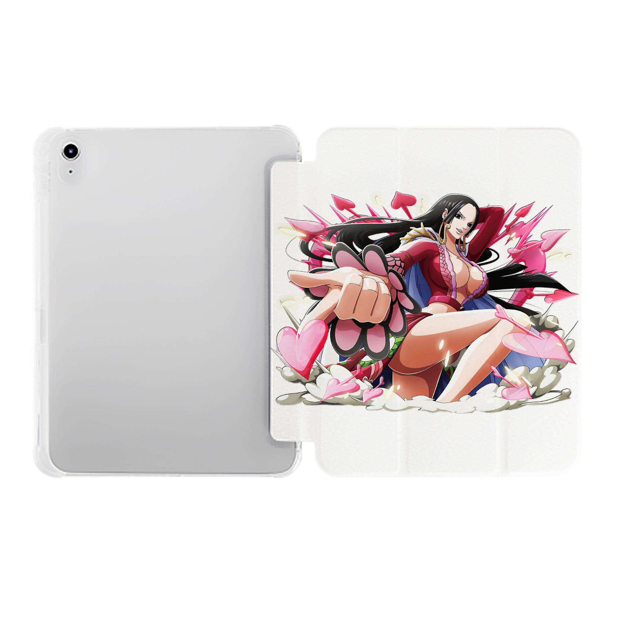 （画像用） ワンピース ボア・ハンコック ONE PIECE Boa·Hancock IPad ケース ペン収納付き 三つ折りスタンド PUレザー×シリコン 対応機種9.5/10.5/10.9インチ